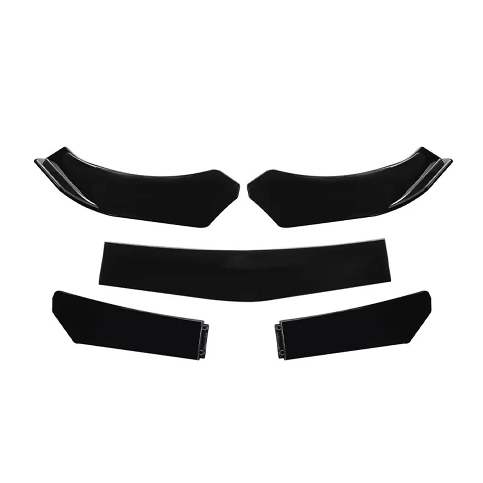 spoiler samochód warga ochronna 5 szt./zestaw ulepszonych łopat do przedniego zderzaka ze stopniowaną konstrukcją, materiał ABS(5Pcs Bright Black)
