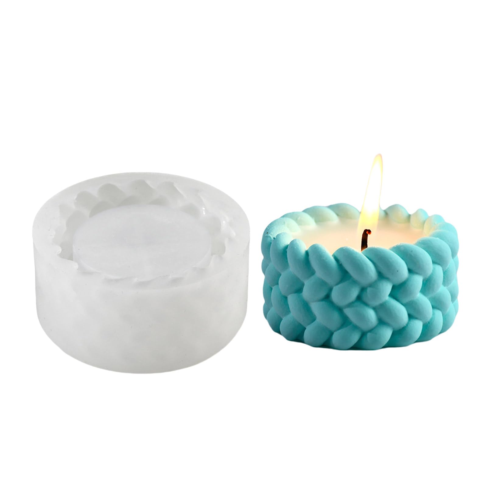 NEWFT Woven Rope Silicone Molds for Tealight Holder, Holder, Succulents Planter Flowerpots Molds for Epoxy Resin, Craft Easy Demoulding Craft