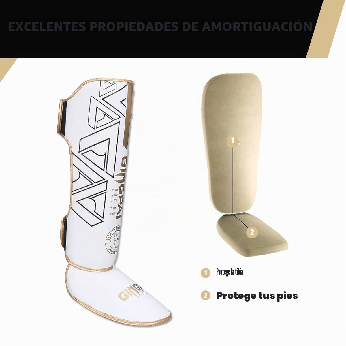 Espinilleras Kick Boxing,Espinilleras Muay Thai con Forro Amortiguador para Proteger Las Pantorrillas y los Pies,Espinilleras MMA para Boxeo,Sparring,Kickboxing,Karate