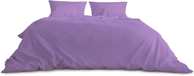 Rohi Easy Care plain Single Duvet Cover set  Soft & Breathable Lilac Bedding Set  Button Closure  Anti Allergy Quilt Cover Set with Pillowcases (Single, Lilac)