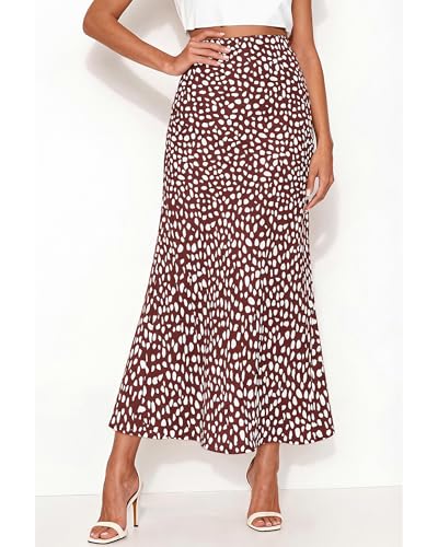 Image of BTFBM Satin Skirts for Women Trendy 2026 Summer Fall | High Waisted A-Line Leopard Print,Floral Print, Business Casual,Cocktail,Wedding Guest,Long Silk Midi Skirt