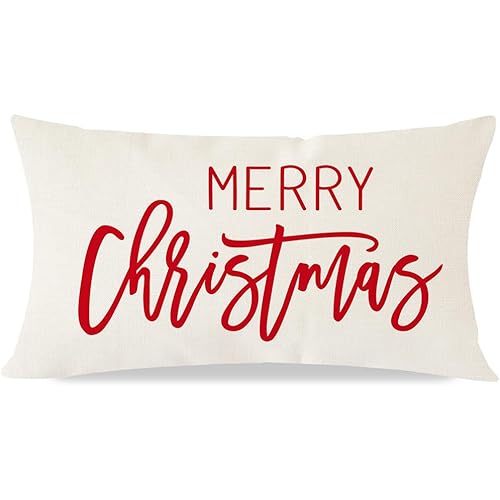 PANDICORN Merry Christmas Pillow Covers 12x20 Inch Farmhouse Christmas Decorations Christmas Lumbar Pillows Christmas Decorative Throw Pillows Cases Winter Holiday Decor for Home Sofa Living Room