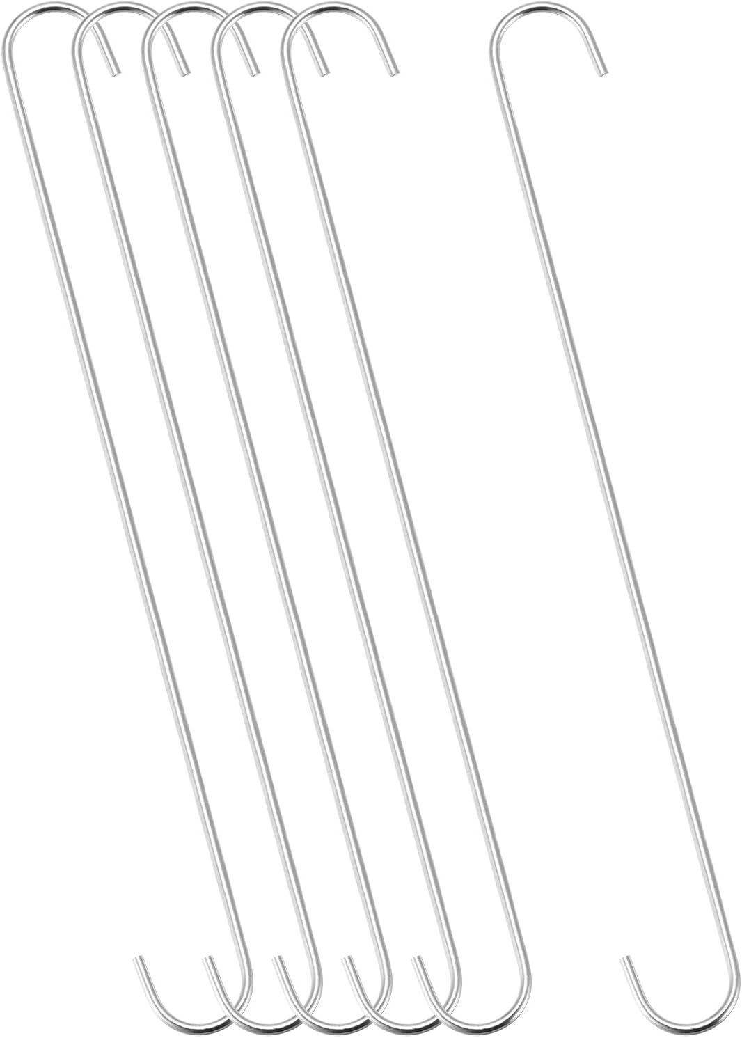 uxcell S Hanging Hooks, 20inch/500mm Extra Long Steel Hanger, Indoor Outdoor Uses for Garden, Bathroom, Closet, Workshop, Kitchen, Silver Tone, 6Pcs