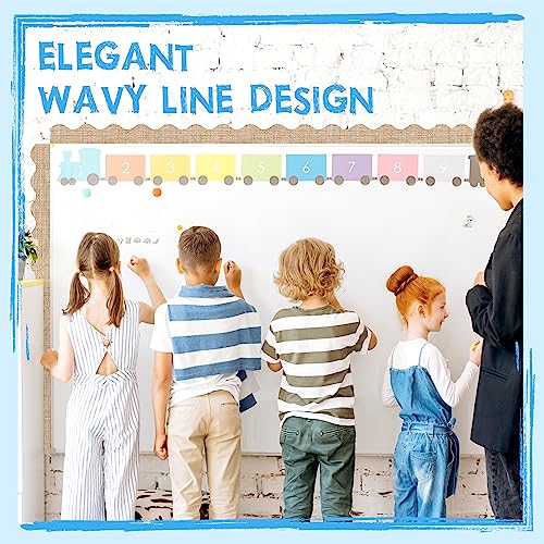 Image of 60 Feet Bulletin Board Borders, Scalloped Rolled Border Trim Decoration Bulletin Boards, Walls, Desks, Windows, Doors for School, Classroom & Offices