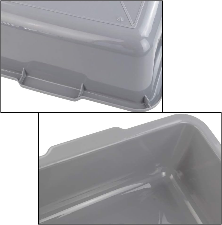 24 L Commercial Bus Box, Plastic Bus Tote, Gray, Pack for 4