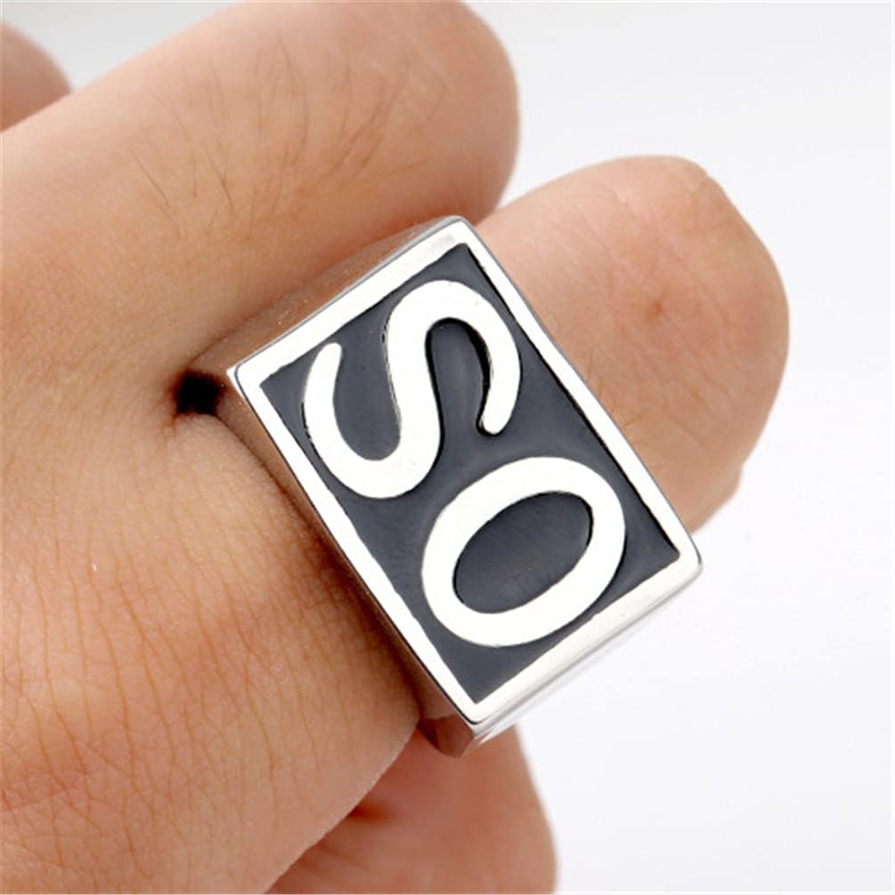 NS SO Rings for Men Biker Stainless Steel Vintage Square Jewelry