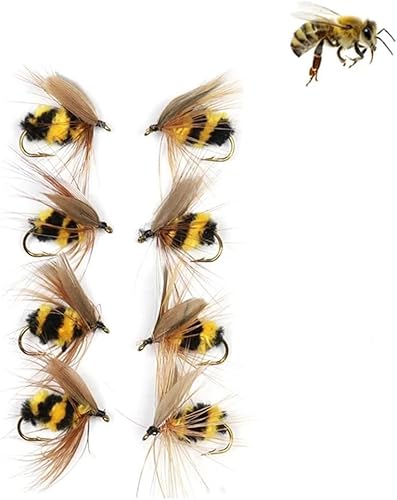 Miniatura 5 de 10 unidsset 0.6 in de abeja pesca con mosca señuelo de pesca cebo artificial con mosca seca señuelos de pesca suave kit de señuelos para pesca pesca