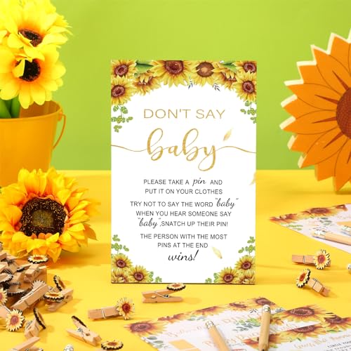 Image of Patelai 321 Pcs Sunflower Baby Shower Decorations A Little Sunflower Is on The Way Baby Shower Games 5 Set Don't Say Serve 50 Guest for Yellow Flower Gender Reveal Birthday Party Decorations Supplies