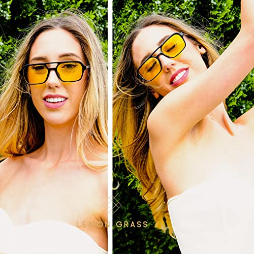 LEMON GRASS Womens Acetate Frame Double Bridge Avaitor Sunglasses 5