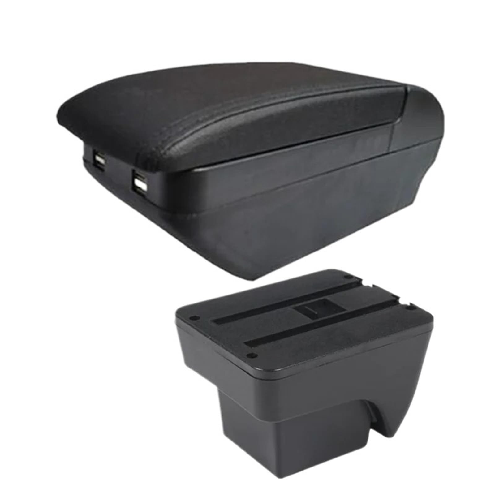 AWGNTQQ Car Armrests For SEAT For ARONA Car Armrest Modification Multifunctional Double-layer Storage Box With USB Charging Accessori(H All Black 4 USB)