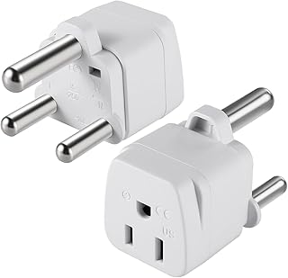 2 Pack US to South Africa Travel Plug Adapter, Type M Plug Adaptor, 3 Pin Grounded South Africa Wall Plug Wall Outlet Power Adapter (Type M White)