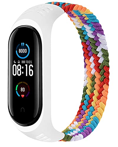 コンパチブル Xiaomi band 7/6/5/4/3 バンド ブレイデッドソロループ シャオミ スマートバンド 編組バンド スポーツバンド 交換ベルト 柔らかいシリコーン糸混紡リサイクルヤーン素材 耐衝撃 防汗 Xiaomi Smart Band 交換用弾性ストラップ