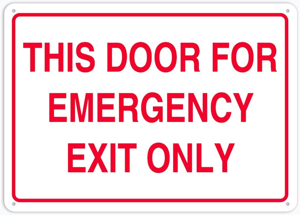 8"x12" Aluminum Tin Sign Plate - This Door For Emergency Exit Only - Safety Restriction Alert, Caution Warning Notice