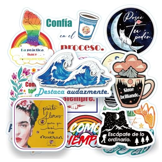 300 calcomanías inspiradoras españolas para adolescentes, adultos, niños, profesores, calcomanías motivacionales, calcomanías de tablero de visión positiva para diario, álbumes de recortes, botellas
