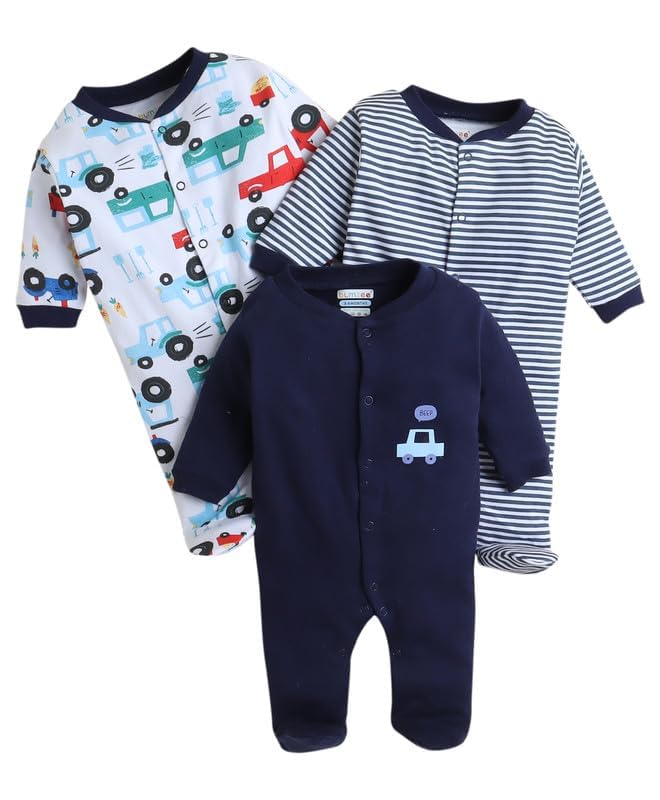 Image of 100% Cotton Rompers for New Born Baby Sleepsuits Jumpsuit Night Suits for Baby Boys & Girls |Onesies| Infant Clothes Pack Of 3