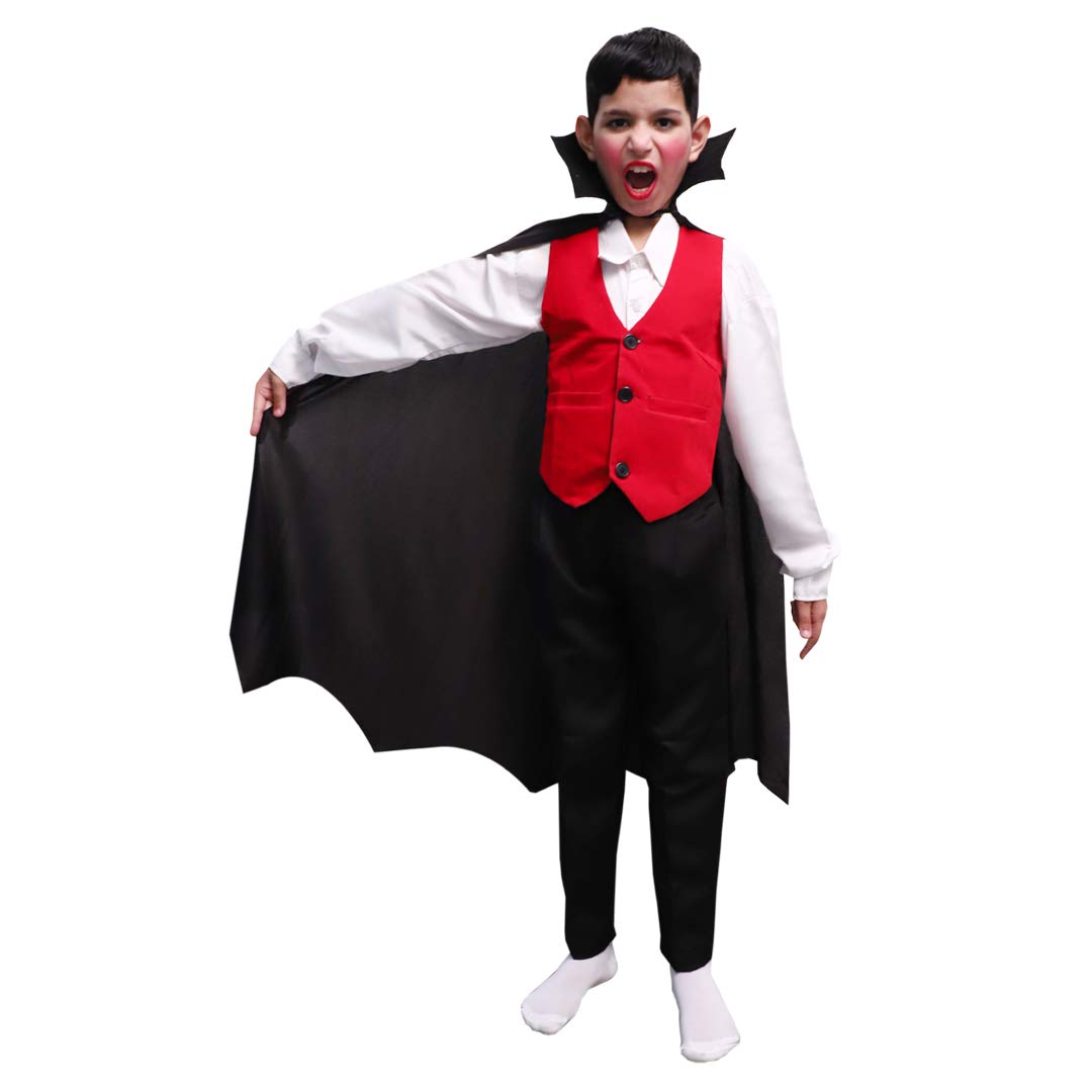 ITSMYCOSTUME Dracula Vampire Halloween Cosplay Costume Complete Set(Shirt,Pant,Waistcoat &Cape) Kids Fancy Dress Costume