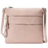 Solene Multi Zipper Pocket Crossbody Bag with Strap, Lightweight Travel bag, Daily Cell Phone Purses Messenger bag - WU085 (Nude)