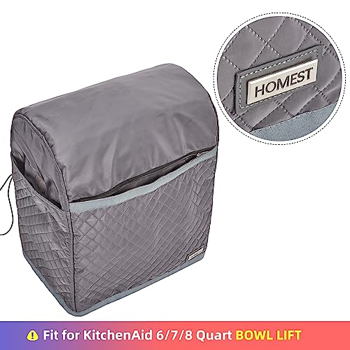 Funda acolchada gris para batidora de 6 a 8 cuartos con bolsillos de almacenamiento 7