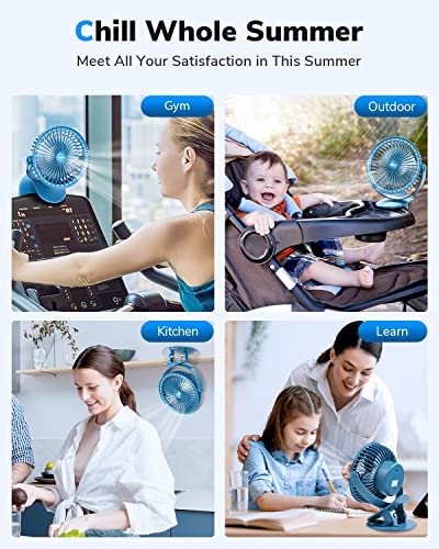 Cafele 6 Inch Rechargeable Clip On Fan, 4 Speeds 24H Small Fan With Strong Airflow, Clip & Desk Personal Usb Fan With Sturdy Clamp - Ultra Quiet Operation For Office, Dorm, Bedroom, Stroller #TOP5