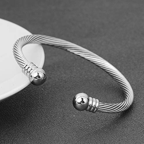 Elastic Adjustable Stainless Steel Twisted Cable Wire Cuff Bangle Bracelet Stylish Bangle Bracelet for Mens Womens2