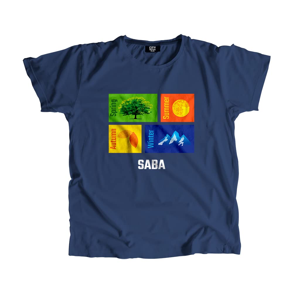 CITY POSTERS PLUS SABA Seasons Unisex T-Shirt (Navy Blue)