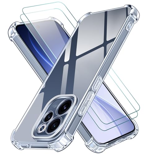 iVoler 3 in 1 Cover per Oppo Reno 15F 5G / Oppo Reno 15 FS 5G con 2 Pezzi Pellicola Vetro Temperato, Custodia Antiurto Anti-Graffio Trasparente, Sottile Morbida in Silicone TPU Protettiva Case