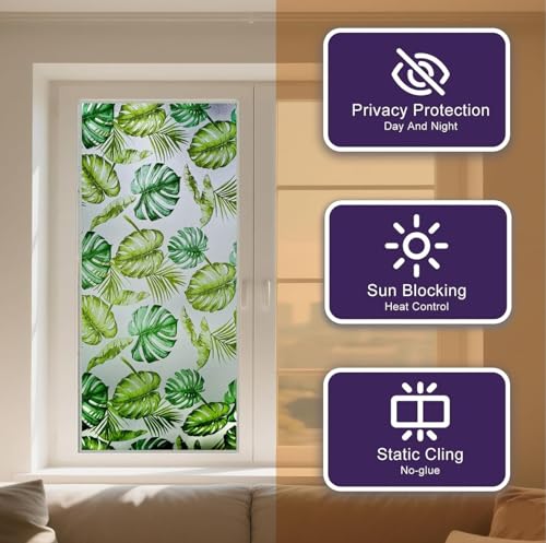 Image of HOME13 Window Privacy Film Frosted Glass Film Decorative Window Sticker Removable Window Film Home Office Privacy Film Window Coverings (Grapes Frosted, 1 Feet by 7 Feet)