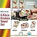Lobyn Value Packs - Red Apples on a Patchwork Quilt, 5 Piece Kitchen Towel Set with 2 Decorative Dish Towels (25 X 15), 1 Oven Mitt (11 X 7) and 2 Potholders (6.5 X 6.5)