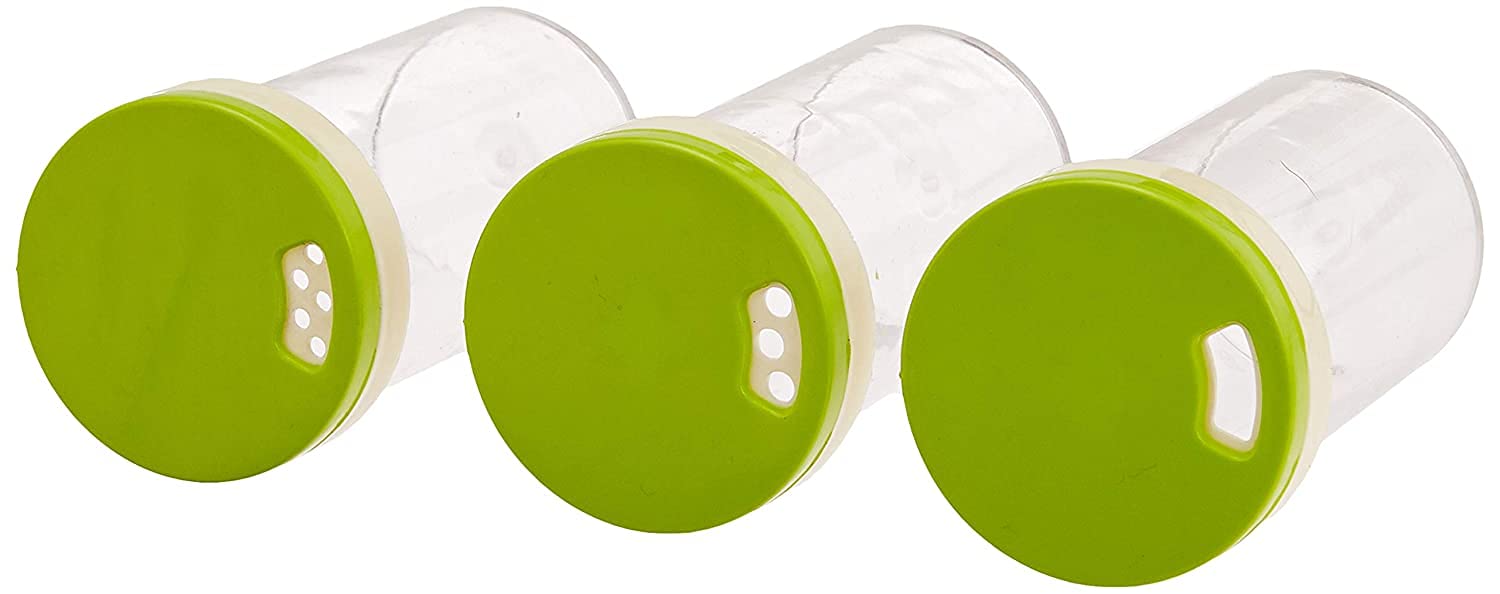 Amazon Brand - Solimo Revolving Spice Rack Set | 16 pieces | Plastic | Tiered Shelf | Tabletop | Green 2