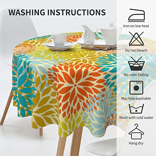 Mihain Dahlia Pinnata Round Tablecloth 60 Inch Table Cloth Table Cover With Wrinkle Stain Resistant For Party, Picnic, Tabletop, Dining Room, Indoor And Outdoor Dining, Decorative Patio #TOP5