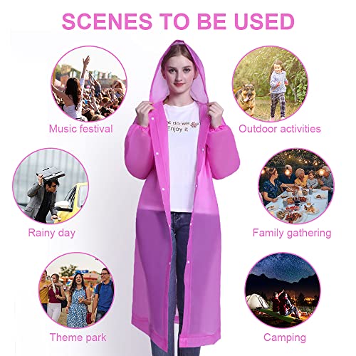 Vicloon Regenponcho, 2 Stück Regenponcho Einweg, Unisex Wiederverwendbar Transparent Regenmantel, PEVA Tragbarer Wasserdicht Regencape, Atmungsaktiv Regenjacke für Reisen, Wandern, Radfahren & Camping