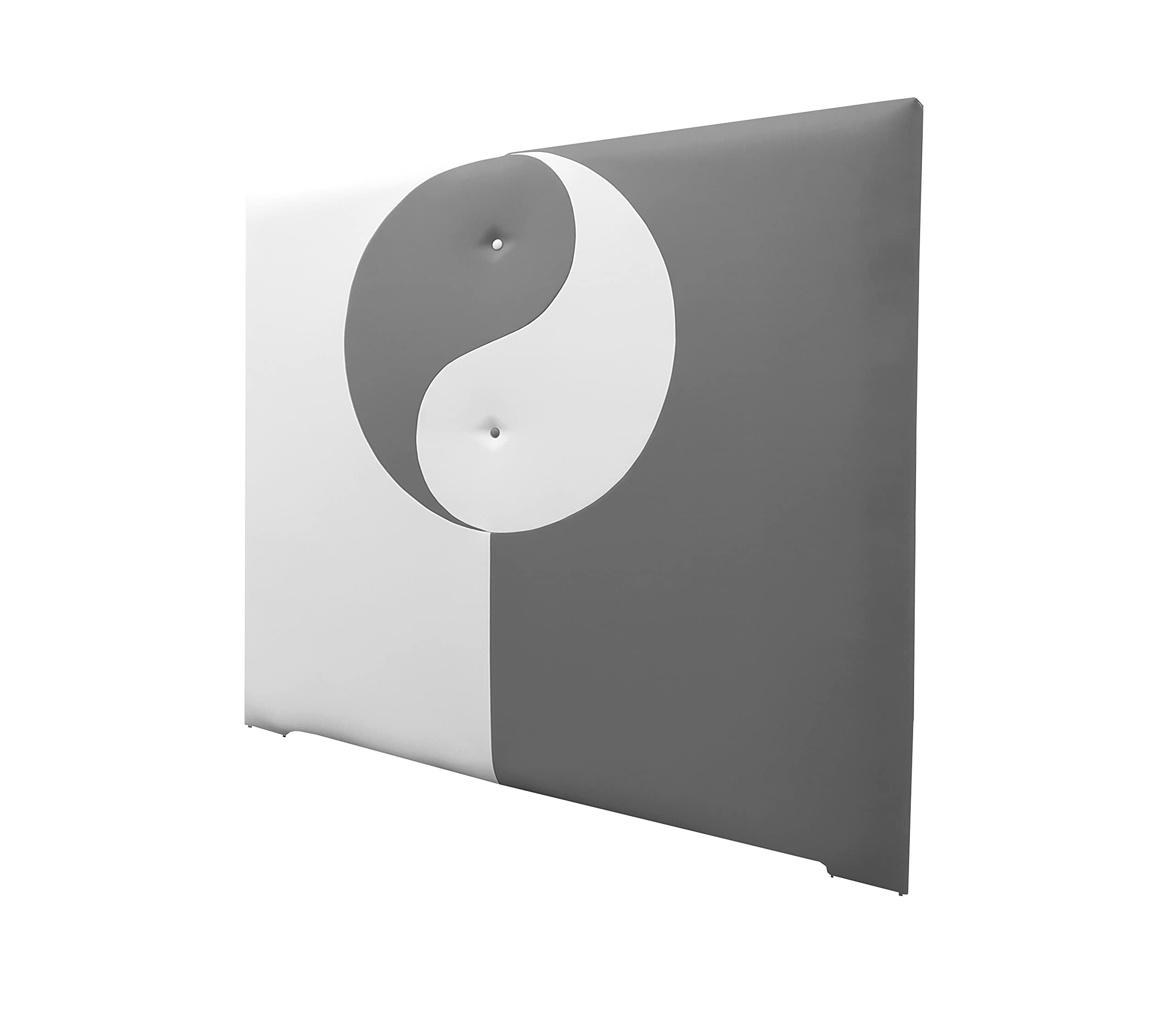 ONEK-DECCO Cabecero de Cama en Polipiel Mod.Yin Yang Largo, Acolchado de Espuma,Cabezal niños,Juvenil y Cama Matrimonio Altura 125 cm.(apoyado en el Suelo) (Blanco-Morado, 150x125)
