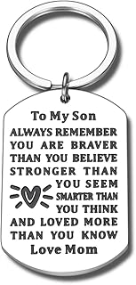 Inspirational Keychain for Son, Son Gifts from Mom, Teen Boys Gift Idea, Gifts for Grow or Adult Son, Valentines Day, Birthday, Graduation, Back to School
