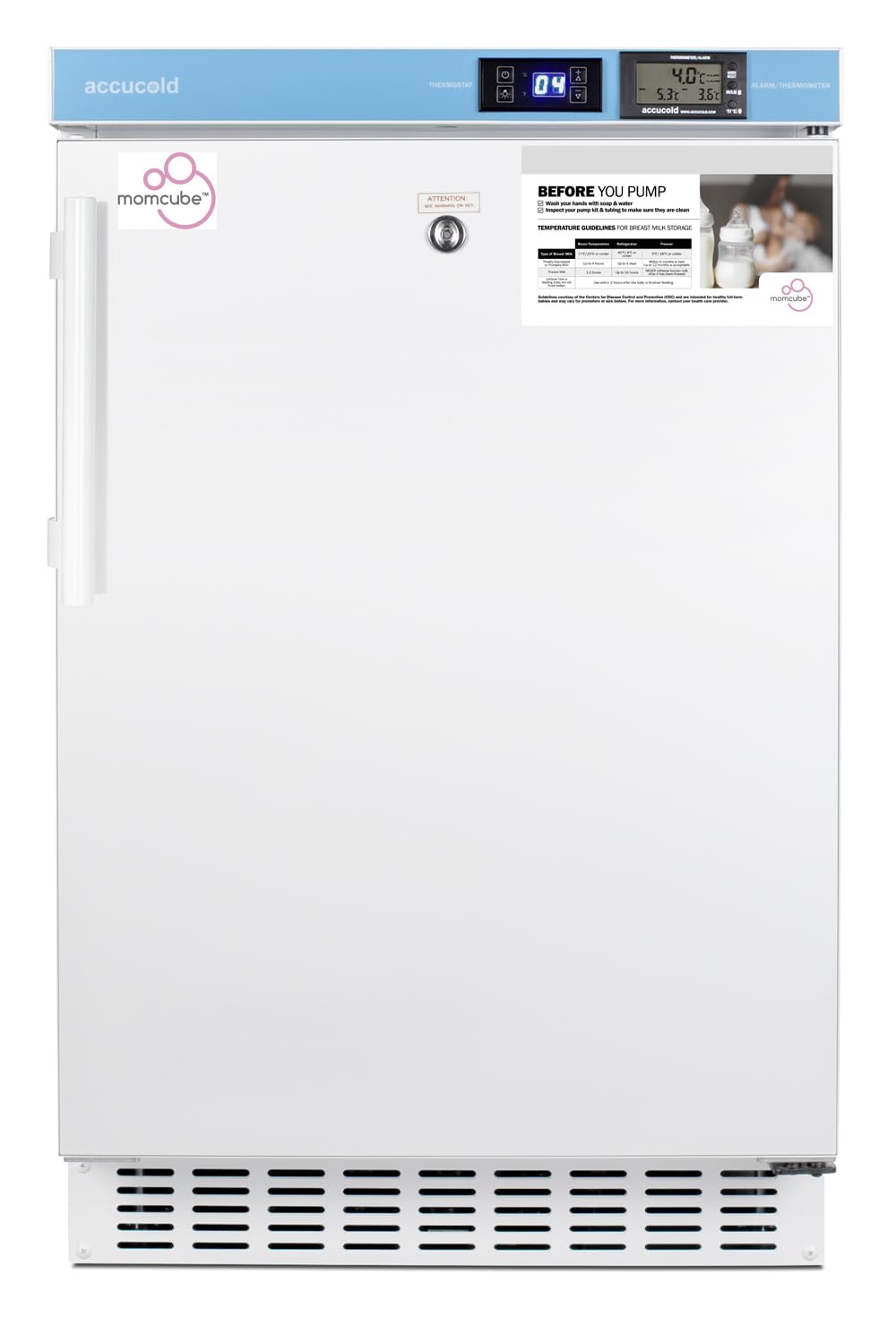 Momcube 20” Breast Milk Refrigerator by ACCUCOLD – 20", 2.65 cubic_feet, White, Model ACR45LMC
