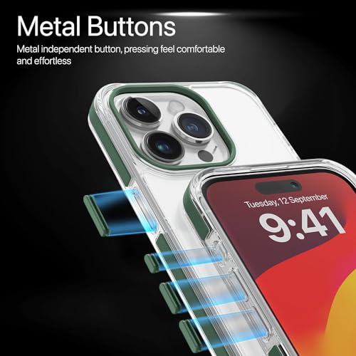 Image of Vaku Luxos Vortex MagPro Back Cover Case For iPhone 15 Pro Max, TPU, Green, Mag-Safe Wireless Charging