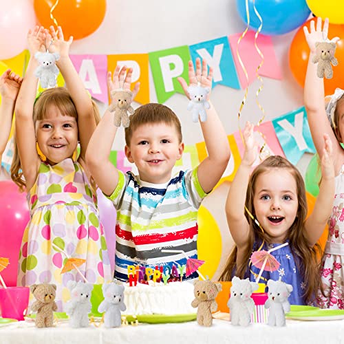 200 Pcs 4.7 Inch Mini Plush Bear Bulk Small Bear Doll Tiny Soft Stuffed Animal Toys Small Fuzzy Bear Keychain Gift For Baby Shower Birthday Wedding Gift Party Favor, Brown White Beige #TOP4