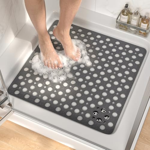HITSLAM Carré Tapis de Douche Antidérapant, 53 x 53 cm Tapis de Bain, Tapis de Baignoire pour...