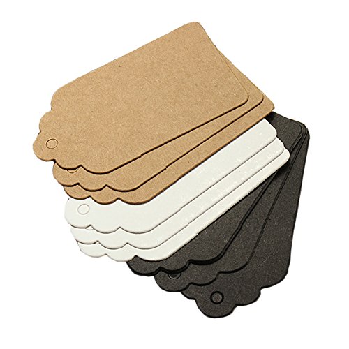 7 x 7 x 4 cm Lot de 100 Papier Kraft Carte étiquette étiquette cadeau fête mariage faveur festonné Vierge Prix d'une étiquette étiquette étiquette nom carte noir
