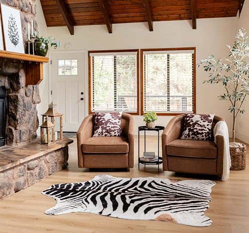 NativeSkins Teppich mit Zebramuster (1,4 x 2 m) – Savannenstreifen-Zebrafell-Teppich für...