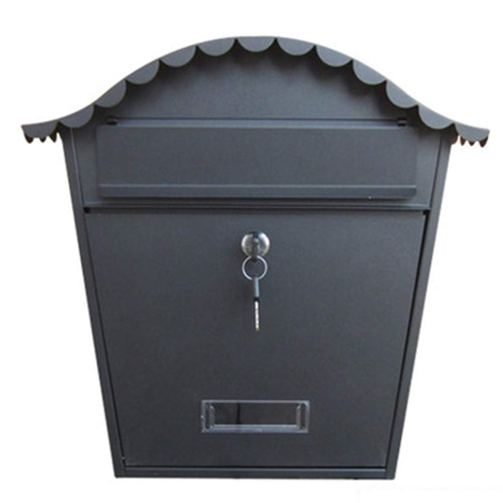 Post Boxes Wall Mounted Lockable Post Box Mail Boxes, European Villa Iron Mailbox Outdoor Newspaper Box Waterproof Mailboxes for Walls/Gates/Garages/Post,A