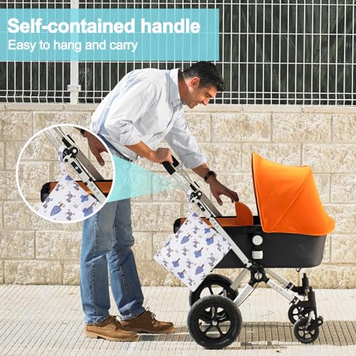 HAIJSEVR 2 Pack Waterproof Wet Bag, Cloth Diaper Wet Dry Bags with Zipper, Washable Travel Bags for Stroller Daycare Baby Diapers Yoga Gym Beach Pool Wet Toddler Swimsuits - Thumbnail 5