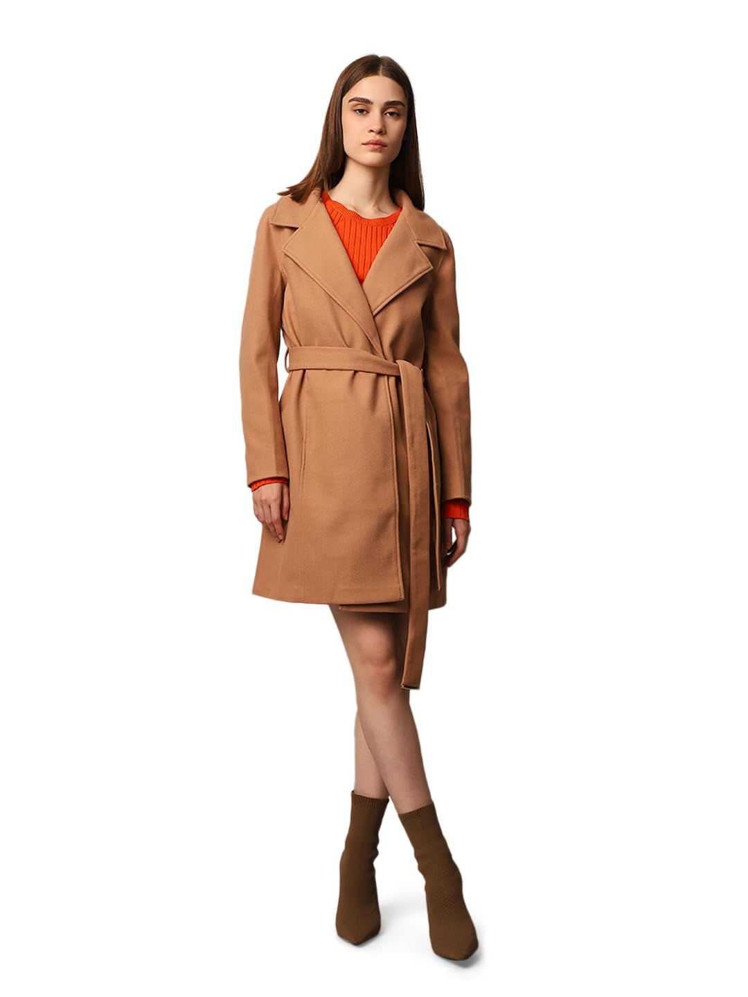 only Polyester Women's Long Wrap Coat-picture-35