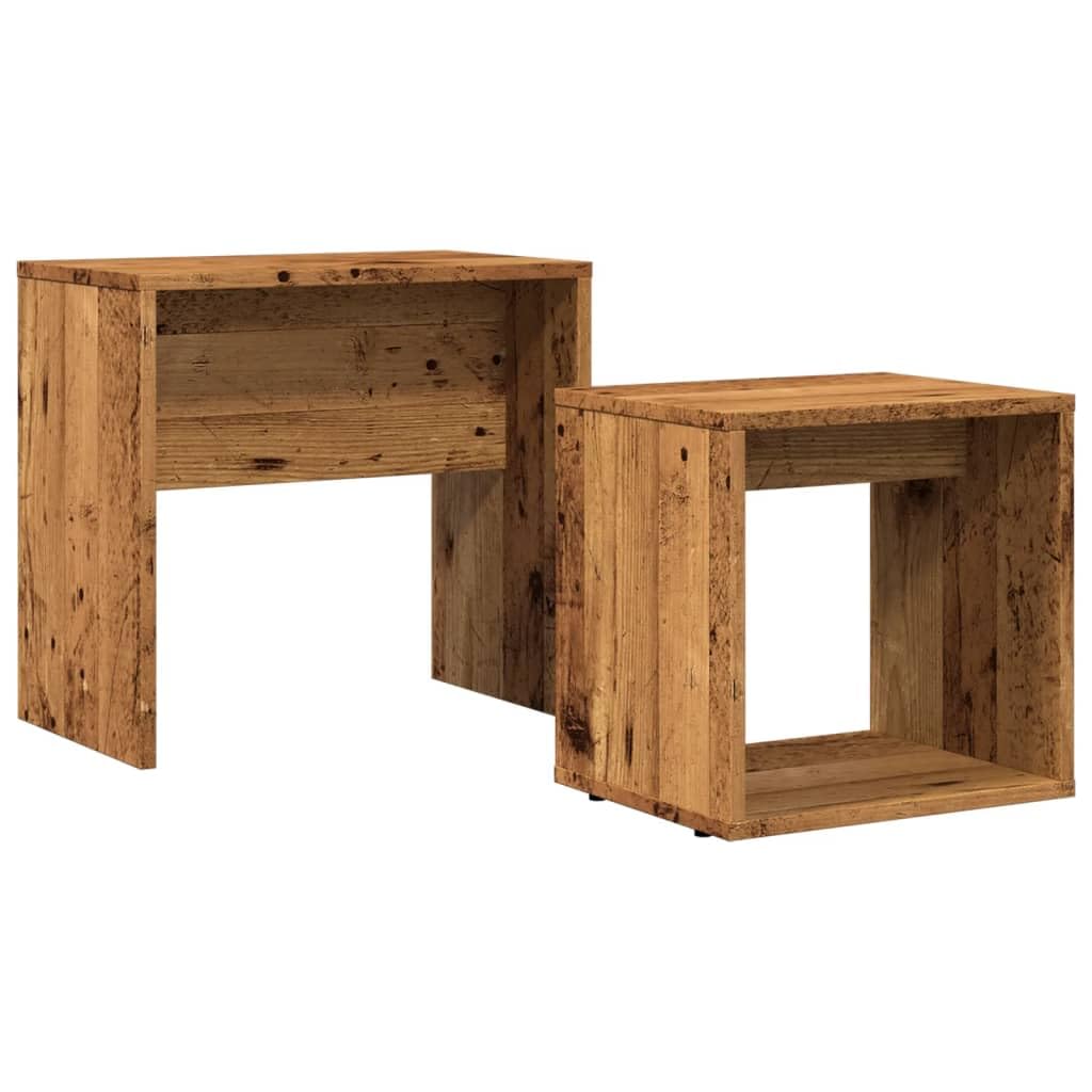 vidaXL Nesting Coffee Tables 2 pcs, Nesting Table for Living Room Hallway, End Side Table for Decorative, Modern Style, Old Wood Engineered Wood