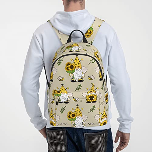 Delerain 16 Inch Backpack Gnomes Bees Sunflowers Laptop Backpack School Bookbag Full Print Shoulder Bag for Travel Daypack3
