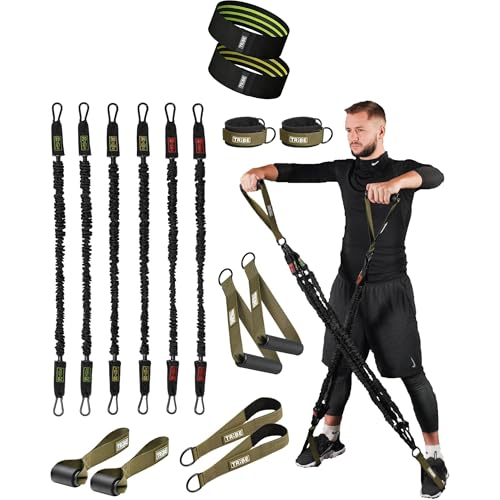 Tube Resistance Bands for Working Out Men and Women - Exercise Bands Resistance Bands Set, Resistance Band Bar, Handles, Ankle Straps, Foot Straps and Door Anchor (Bundle)