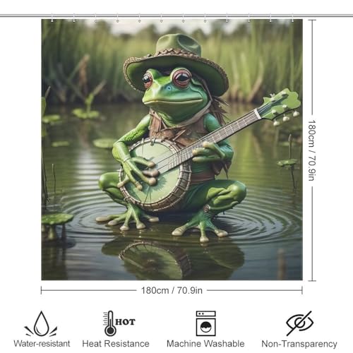 Rideau de douche grenouille anti-moisissure facile à installer 72x72