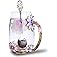 Luka Tech Enamel flower Lead-free Glass Coffee Mugs Tea Cup with Steel Spoon, Best Birthday Gifts For Women Wife Mom Friends