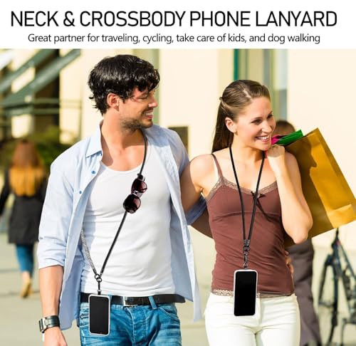 Image of 3-in-1 Adjustable Anti-Theft Phone Lanyard with Tether Tab, Universal Crossbody Neck Wrist Strap for most mobile phone cases, cameras, headphones, USB flash drives, ID cards