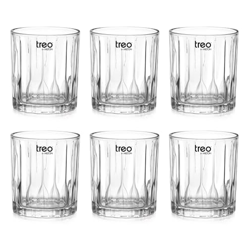 Image of Treo by Milton Linea Whiskey Glass Set of 6 I Premium Glass Tumbler for Bourbon, Scotch & Cocktails I 340 ml