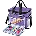 Teamoy Knitting Bag With Divider and Cover, Portable Yarn Storage Organizer for Crochet Accessories and Knitting Needles,Ideal for Knitting Enthusiasts, Purple